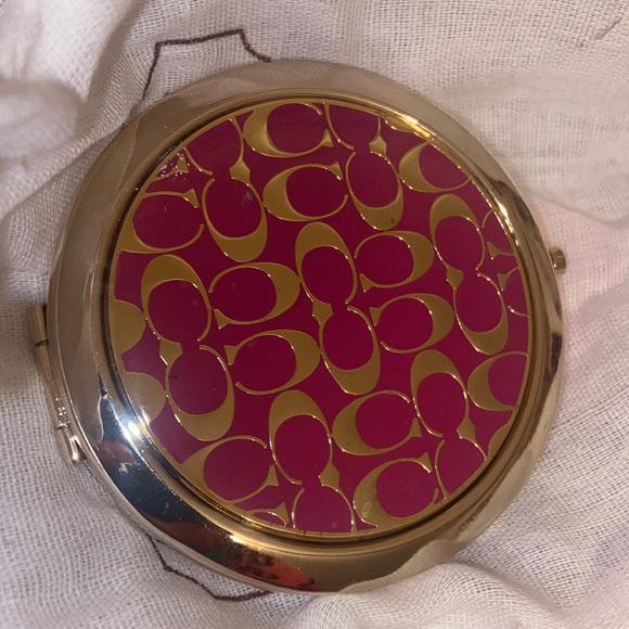 Y2K COACH PINK SIGNATURE C COMPACT MIRROR MONOGRAM - Picture 7 of 10